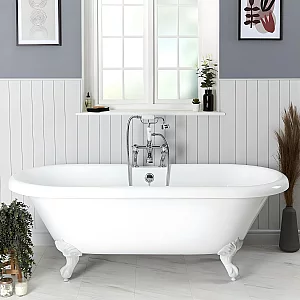 Milano Legend 1795mm Roll Top Freestanding Bath Ball Claw Feet White