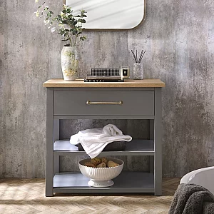 Milano Henley Light Grey 840mm Vanity Unit with Classic TBar Aged Gold Handle
