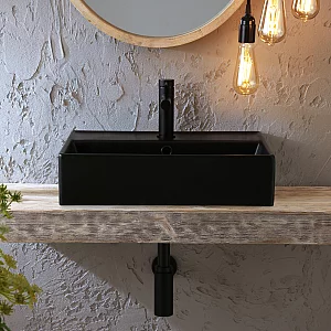 Milano Elements Graphite Rectangular Countertop Basin 500mm x 350mm 1 Tap Hole