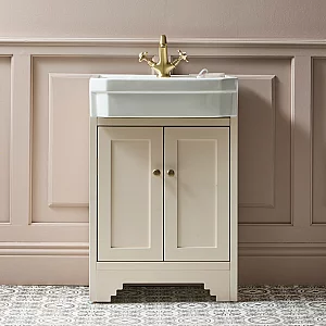 Milano Thornton Antique White 570mm Traditional Vanity Unit with Basin and Classic Round Aged Gold Handles