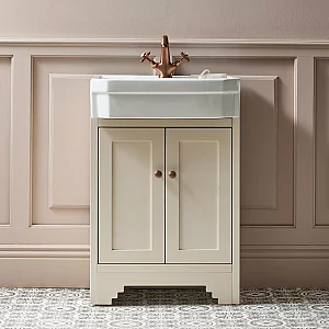 Milano Thornton Antique White 570mm Traditional Vanity Unit with Basin and Classic Round Aged Bronze Handles