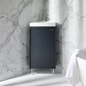 Milano Edge 450mm Modern Cloakroom Corner Vanity Unit with Basin Choice of Finish and Handles