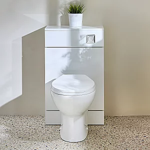 Milano Lurus White Modern 500mm WC Unit with Select Toilet Chrome Flush