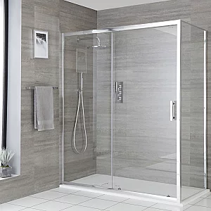 Milano Portland Corner Sliding Door Shower Enclosure with White Slate Tray 1700mm x 800mm