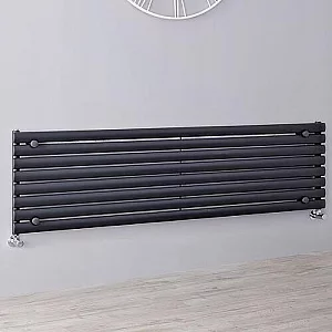 Milano Aruba Horizontal Designer Radiator with Horizontal Bars Single Panel 472mm x 1600mm Anthracite