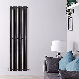 Milano Alpha Flat Panel Vertical Designer Radiator Single Panel 1600mm x 490mm Black