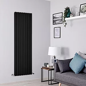Milano Alpha Flat Panel Vertical Designer Radiator Double Panel 1600mm x 560mm Black