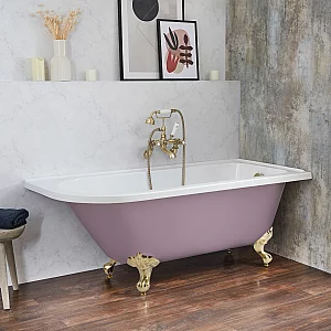 Milano Legend Lupin Purple Traditional Freestanding Corner Bath 1685mm x 750mm Right Hand Brushed Brass Feet