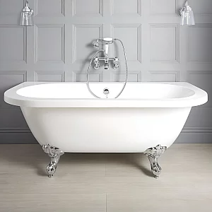 Milano Richmond White Traditional Back to Wall Freestanding Bath with Choice of Feet 1685mm x 780mm