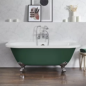 Milano Richmond Evergreen Traditional Back to Wall Freestanding Bath 1685mm x 780mm Chrome Feet