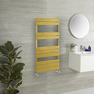 Milano Lustro Designer Metallic Gold Flat Panel Heated Towel Rail 975mm x 450mm
