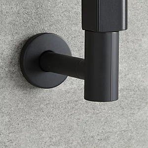 Milano x ECOSO Lustro Electric Designer Black Flat Panel Heated Towel Rail 1200mm x 600mm with Element and Cable Cover