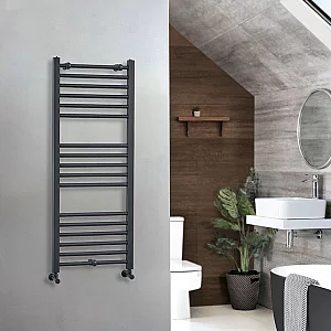 Milano Artle Anthracite Straight Heated Towel Rail 1200mm x 500mm