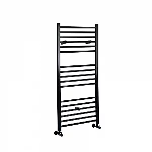 Milano Nero Matt Black Straight Heated Towel Rail 1200mm x 600mm
