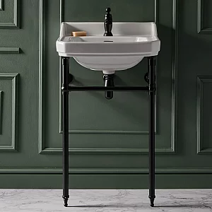 Milano Richmond 560mm Traditional Basin and Black Washstand 1 TapHole