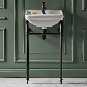 Milano Richmond 500mm Traditional Basin and Black Washstand 1 TapHole