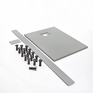 Milano Rasa Corner Panel and Leg Kit for 1400mm x 900mm Light Grey Slate Effect Shower Trays