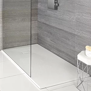Milano Rasa White Slate Effect Shower Tray 1000mm x 800mm with Recessed Riser Kit