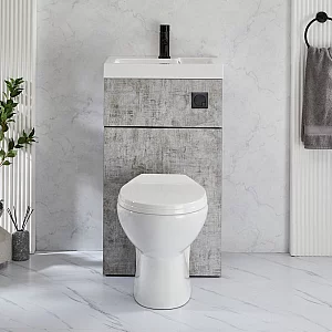 Milano Lurus Concrete Grey Modern Select Toilet and Basin and Combination Unit 500mm x 890mm Black Flush