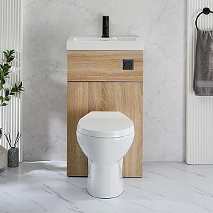 Milano Lurus Oak Modern Select Toilet and Basin and Combination Unit 500mm x 890mm Black Flush