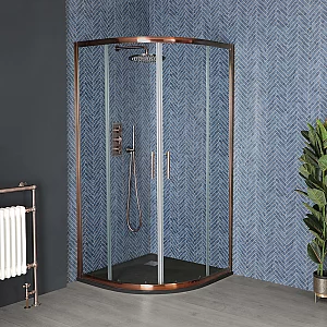 Milano Eris 900mm Copper Quadrant Shower Enclosure with Slate Tray Choice of Tray Finish