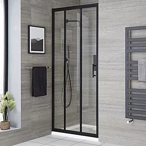 Milano Nero 800mm Triple Sliding Shower Door Enclosure with 1700mm x 800mm Walk In Tray