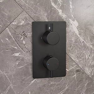 Milano Otto Modern 2 Outlet Thermostatic Twin Diverter Shower Valve Black
