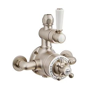 Milano Elizabeth Traditional Twin Exposed Thermostatic Shower Valve Brushed Nickel