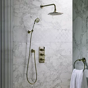 Milano Earlham Art Deco Thermostatic Shower with Shower Head and Hand Shower 2 Outlets Choice of Finish