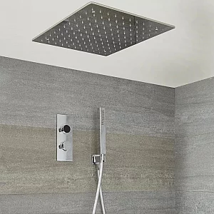 Milano Vis Chrome Thermostatic Digital Shower with Recessed Shower Head and Hand Shower 2 Outlet