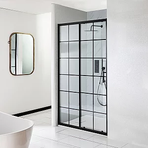 Milano Barq 1200mm Black Grid Sliding Shower Door