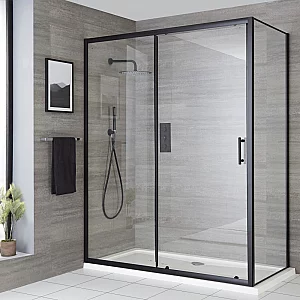 Milano Nero 1500mm Sliding Door with 800mm Side Panel