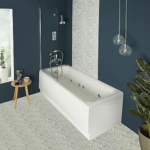 Milano Richmond Traditional Whirlpool Single Ended Spa Bath with Chrome Screen Side and End Panel 1700mm x 750mm 6 Whirlpool Jets