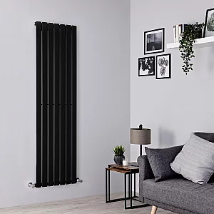 Milano Alpha Flat Panel Vertical Designer Radiator Single Panel 1780mm x 490mm Black