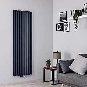 Milano Aruba Flow Anthracite Vertical Middle Connection Designer Radiator 1780mm x 590mm Double Panel