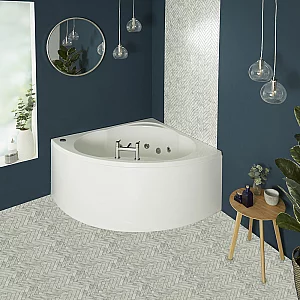 Milano Newby Whirlpool Corner Spa Bath with Panel 1200mm x 1200mm 6 Whirlpool Jets