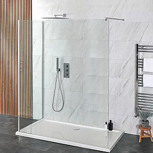 Milano Portland 2 Sided WalkIn Shower Enclosure with 1400mm x 700mm Tray and Wall Support Arm