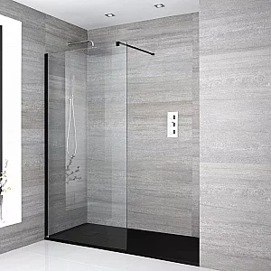 Milano Nero WalkIn Shower Enclosure with Anthracite Slate Tray 1100mm x 700mm