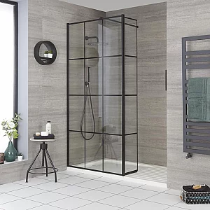 Milano Barq WalkIn Shower Enclosure with Hinged Return Panel and Tray with Drying Area 1400mm x 900mm
