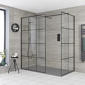Milano Barq Corner WalkIn Shower Enclosure with Light Grey Slate Tray 1400mm x 900mm