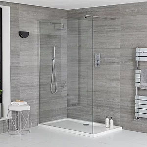 1000 x 900mm Frameless Walk in Shower Enclosure and White Shower Tray