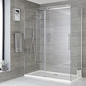 1000 x 900mm Luxury Corner Sliding Shower Door Enclosure and White Tray