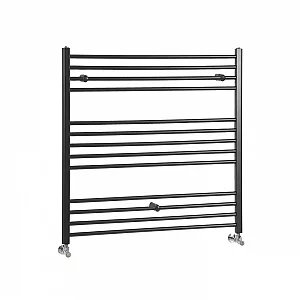 1000 x 1000mm Black Flat Panel Designer Heated Towel Rail Milano
