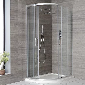 1000 x 800mm Left Chrome Quadrant Shower Enclosure with White Tray