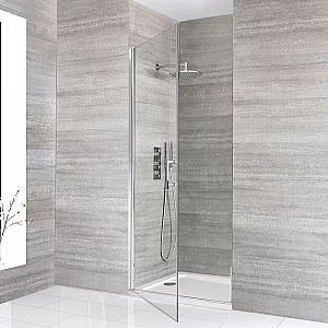 1000 x 900mm Chrome Luxury Hinged Door Shower Enclosure and White Tray