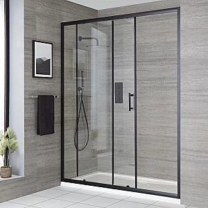 1000 x 700mm Black Luxury Sliding Door Shower Enclosure and White Tray