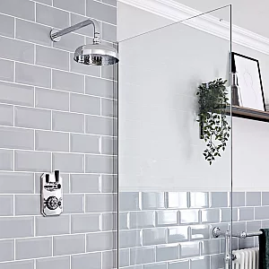 1 Outlet Chrome and Black Shower Kit 300mm Head and Wall Arm Milano