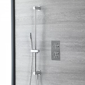 1 Outlet Shower Bath System with Riser Rail and Hand Shower Chrome