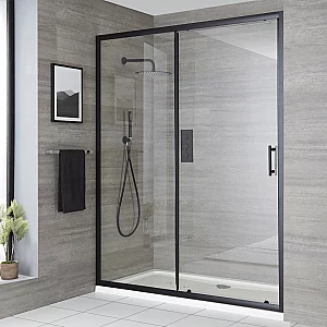 1000mm Black Sliding Shower Door Enclosure Without Panel