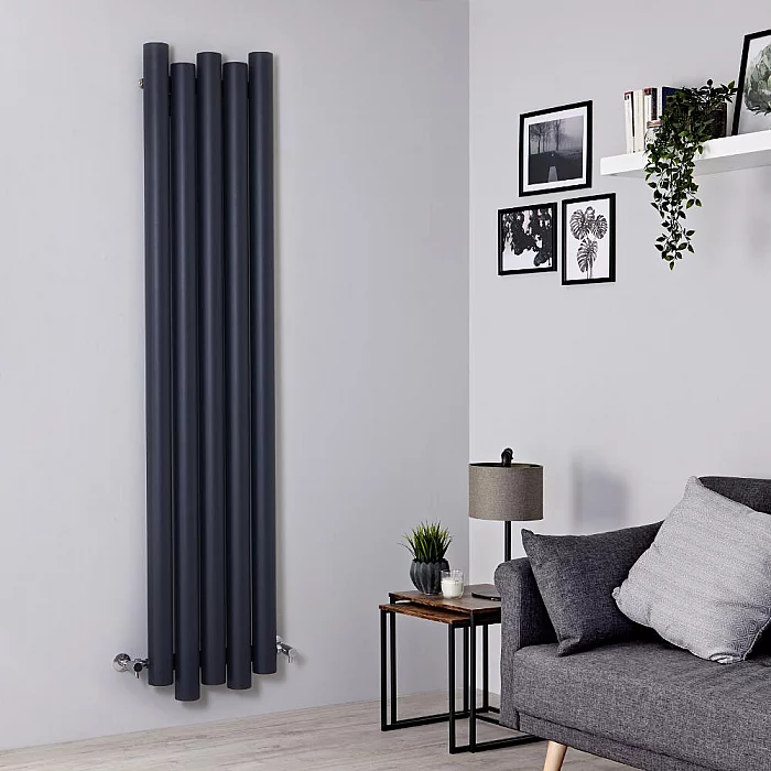 Milano Motus Aluminium Anthracite Vertical Designer Radiator 1800mm x 390mm Single Panel